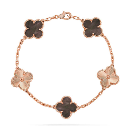 [Riva Jewelry]LUCKY CLOVER 5-MOTIF BRACELET - GREY MOTHER-OF-PEARL COLLECTION
