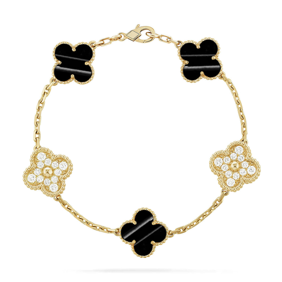 [Riva Jewelry]LUCKY CLOVER 5-MOTIF BRACELET - PULSE STONE COLLECTION
