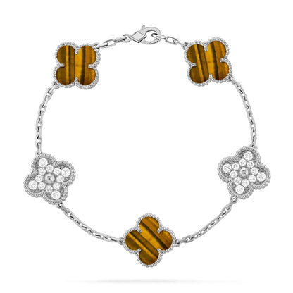 [Riva Jewelry]LUCKY CLOVER 5-MOTIF BRACELET -  TIGER’S EYE COLLECTION