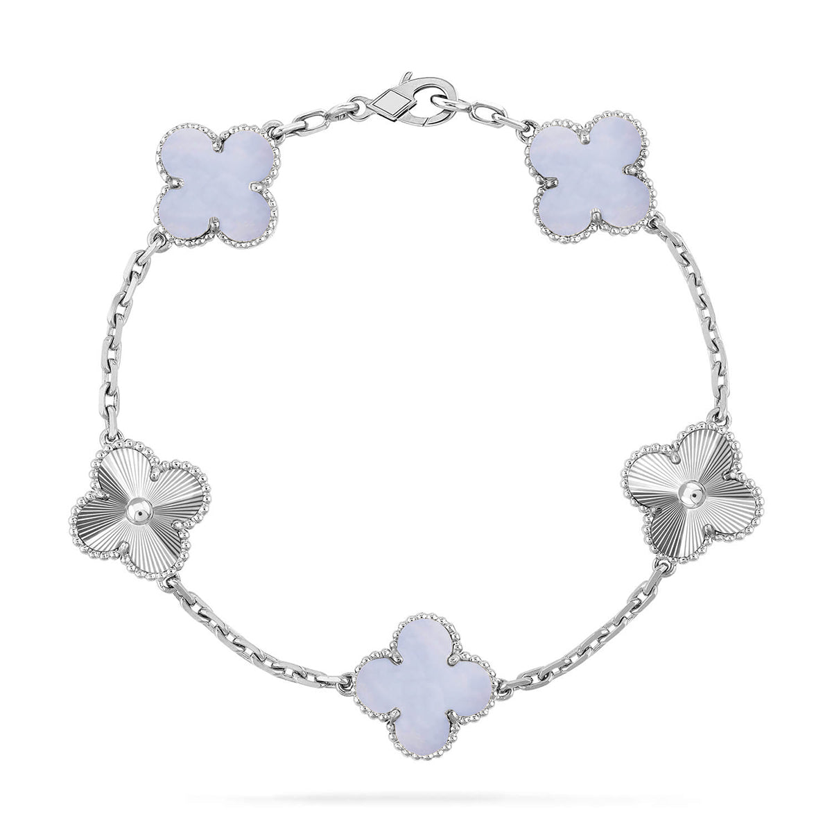 [Riva Jewelry]LUCKY CLOVER 5-MOTIF BRACELET - PURPLE CHALCEDONY COLLECTION