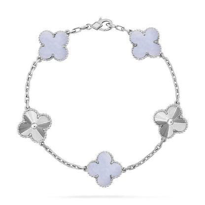 [Riva Jewelry]LUCKY CLOVER 5-MOTIF BRACELET - PURPLE CHALCEDONY COLLECTION