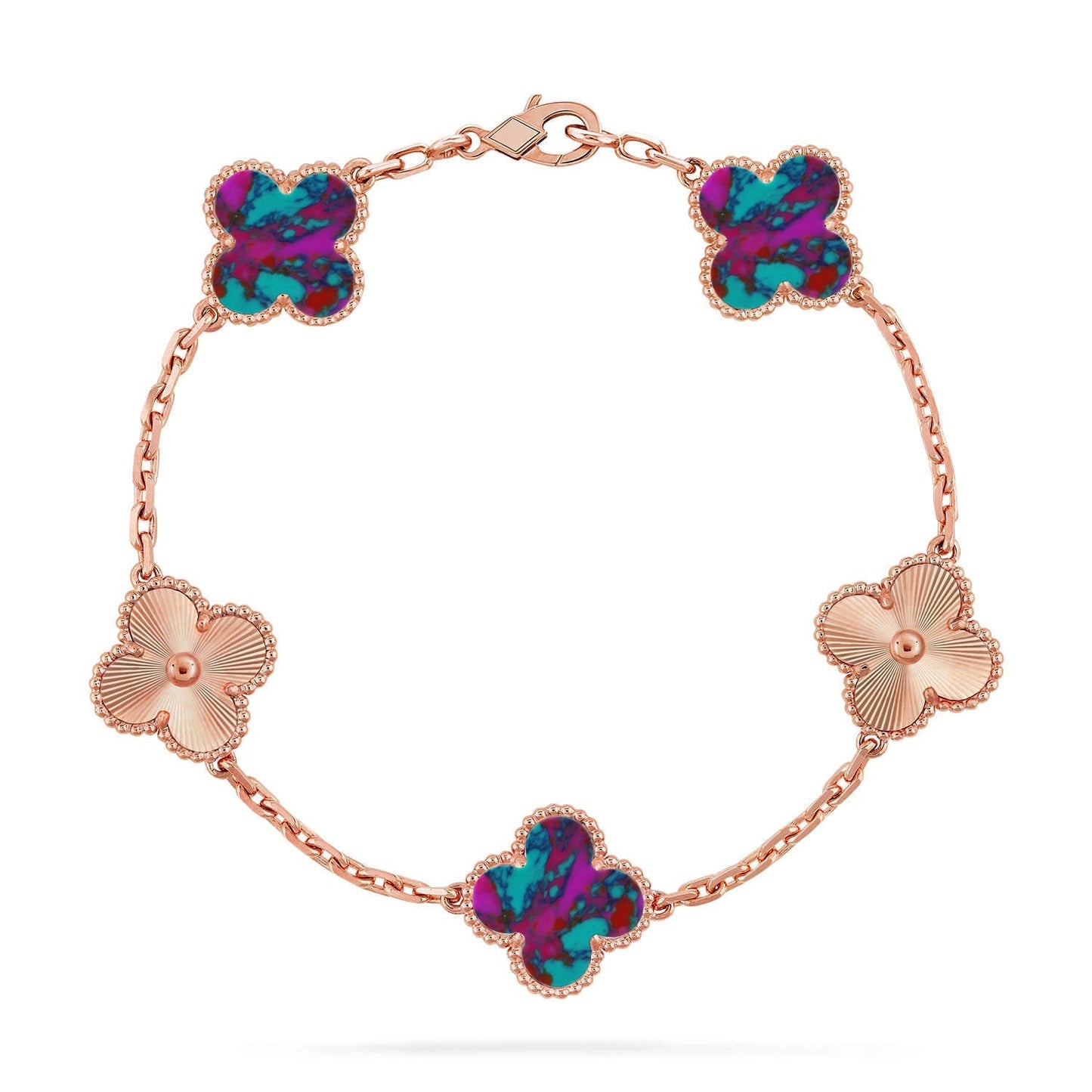 [Riva Jewelry]LUCKY CLOVER 5-MOTIF BRACELET - MULTI-GEM COLLECTION