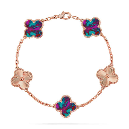 [Riva Jewelry]LUCKY CLOVER 5-MOTIF BRACELET - MULTI-GEM COLLECTION