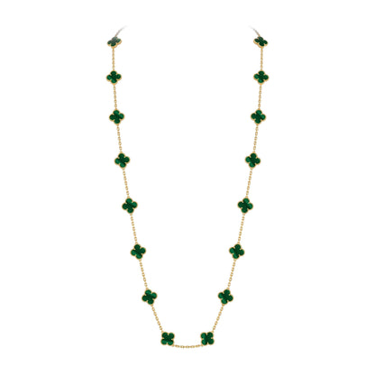 [Riva Jewelry]CLASSIC 20-MOTIF LUCKY CLOVER LONG NECKLACE GOLD COLLECTION