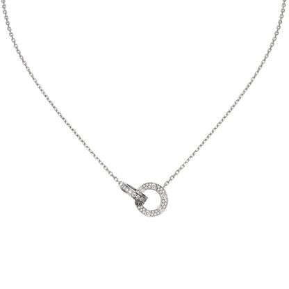 [Riva Jewelry]LOVE DOUBLE-RING PENDANT FULL-PAVÉ NECKLACE