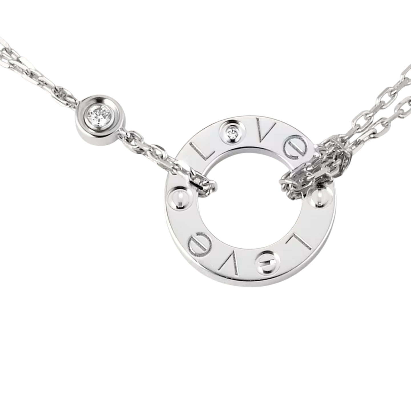 [Riva Jewelry]LOVE CIRCULAR PENDANT 2-DIAMOND NECKLACE