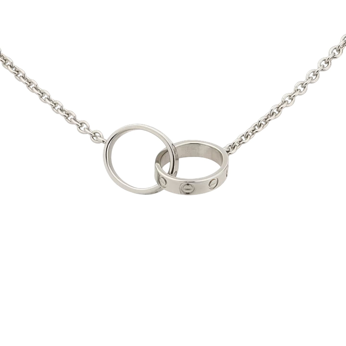 [Riva Jewelry]LOVE DOUBLE-RING INTERLOCKED NECKLACE