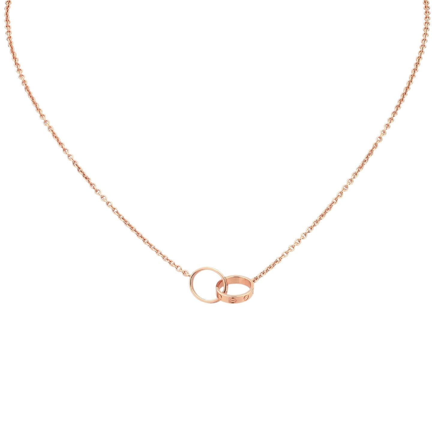 [Riva Jewelry]LOVE DOUBLE-RING INTERLOCKED NECKLACE