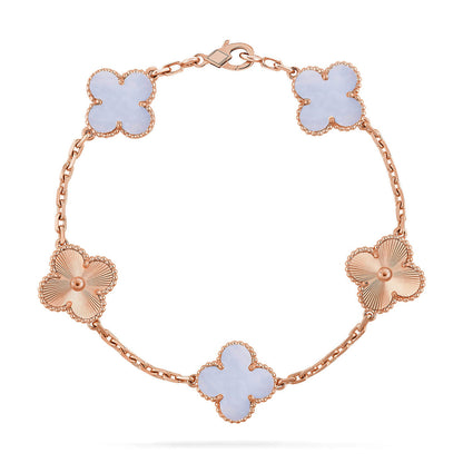[Riva Jewelry]LUCKY CLOVER 5-MOTIF BRACELET - PURPLE CHALCEDONY COLLECTION