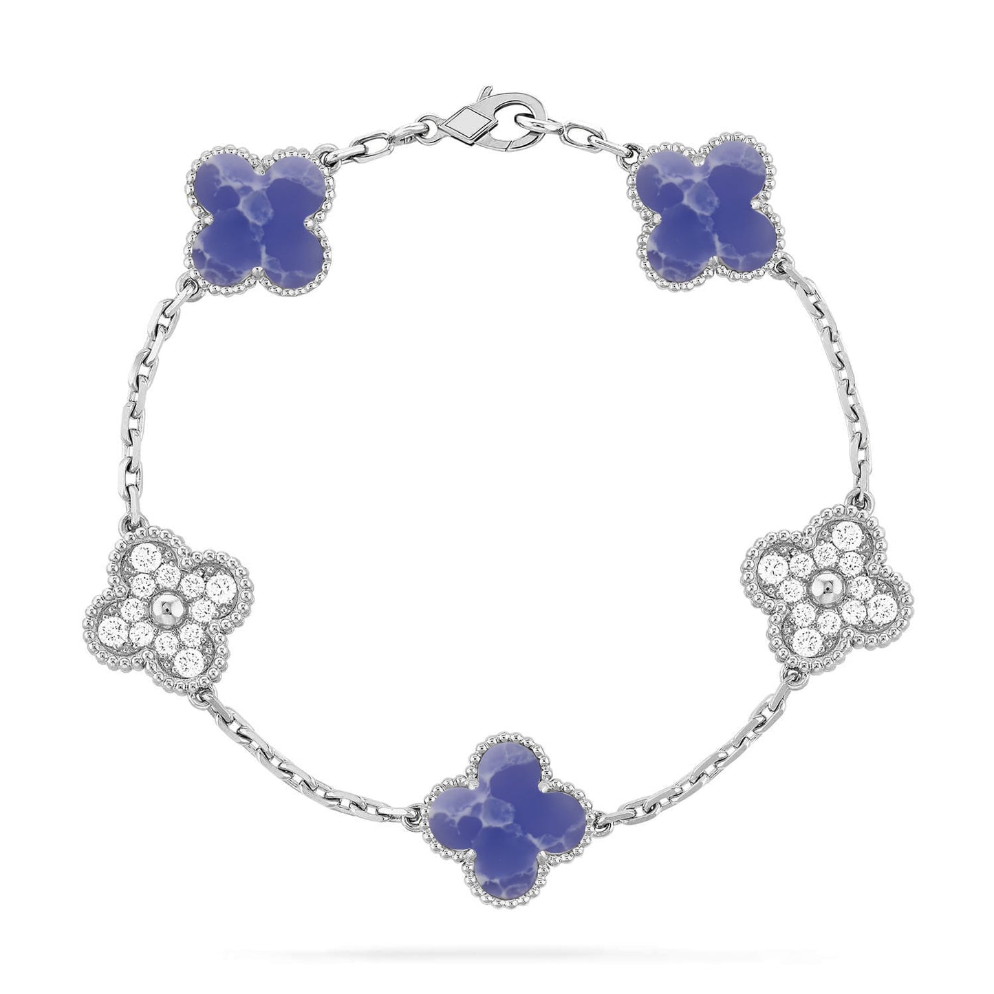[Riva Jewelry]LUCKY CLOVER 5-MOTIF BRACELET - BLUE LARIMAR COLLECTION