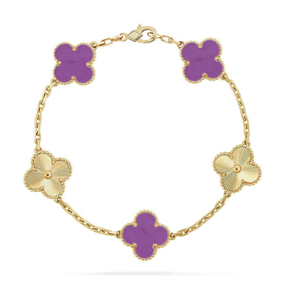 [Riva Jewelry]LUCKY CLOVER 5-MOTIF BRACELET - VIOLET COLLECTION