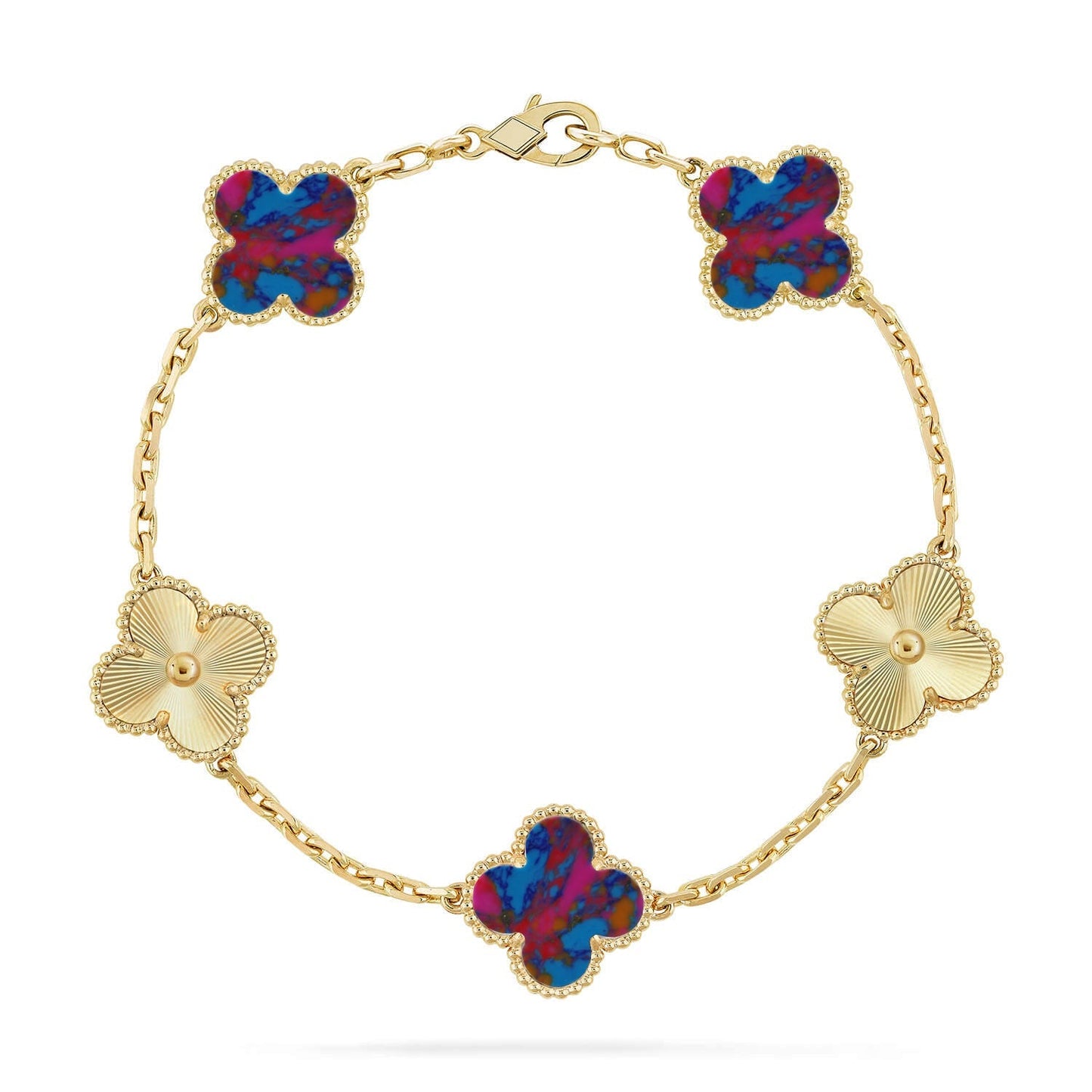 [Riva Jewelry]LUCKY CLOVER 5-MOTIF BRACELET - MULTI-GEM COLLECTION