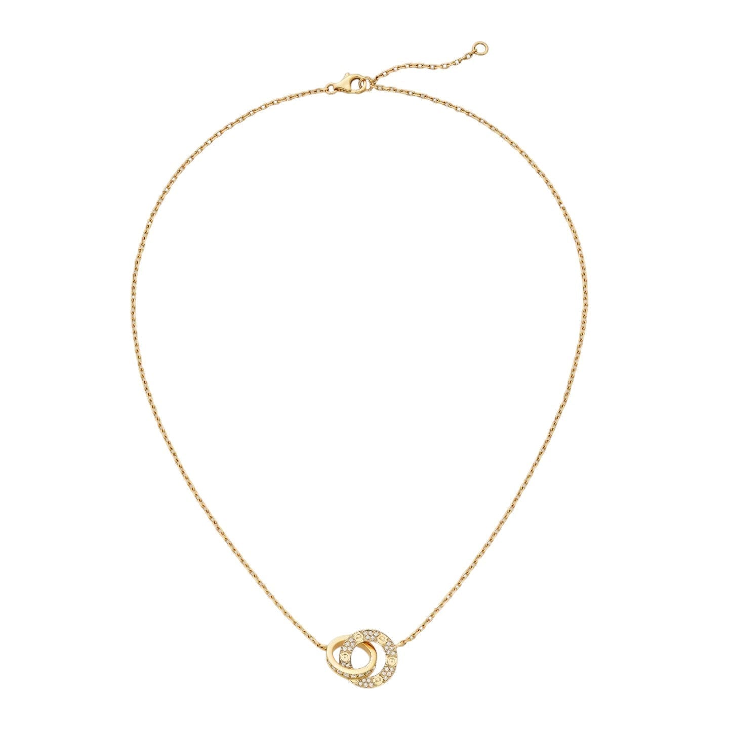 [Riva Jewelry]LOVE DOUBLE-RING PENDANT FULL-PAVÉ NECKLACE