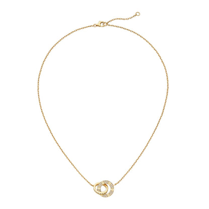 [Riva Jewelry]LOVE DOUBLE-RING PENDANT FULL-PAVÉ NECKLACE