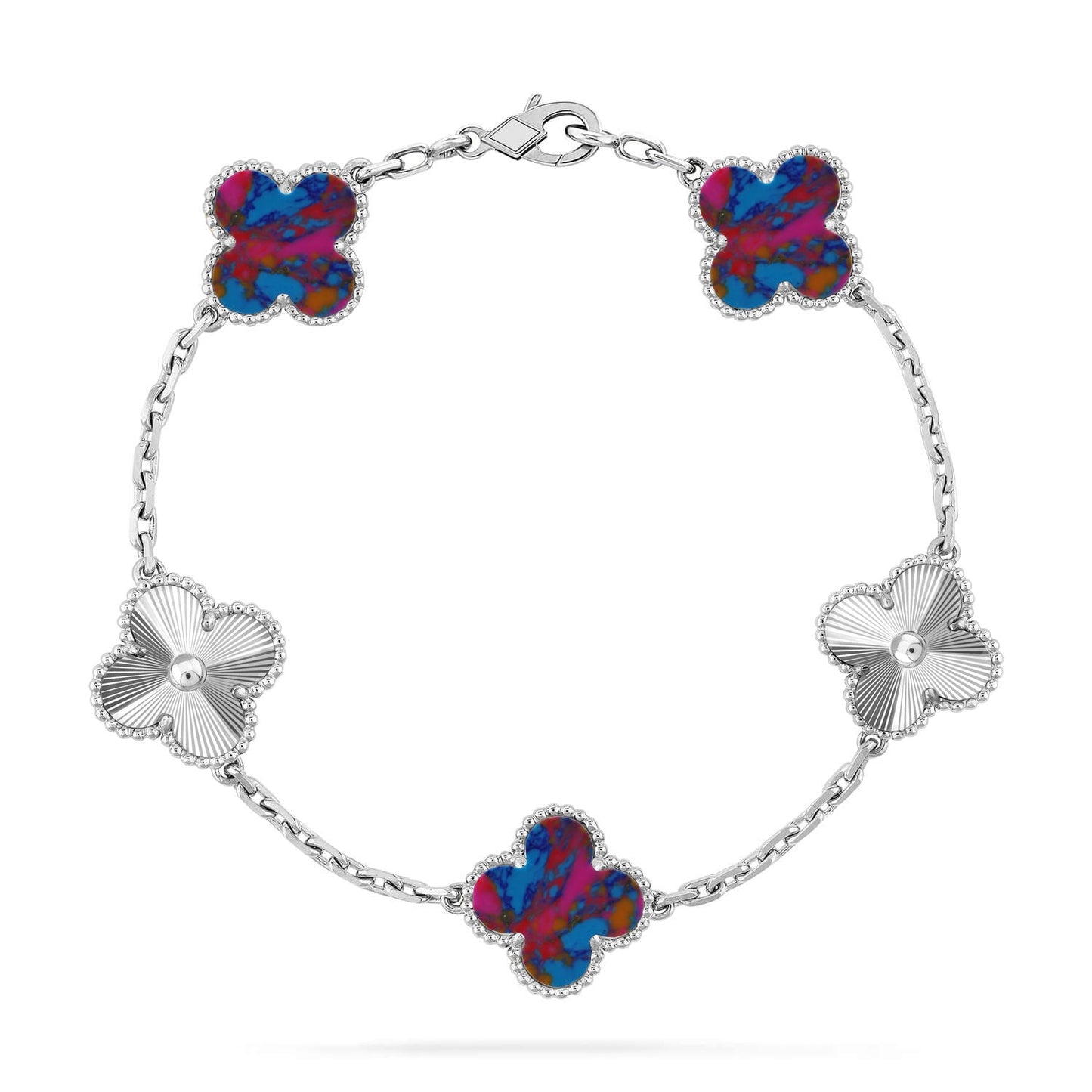 [Riva Jewelry]LUCKY CLOVER 5-MOTIF BRACELET - MULTI-GEM COLLECTION