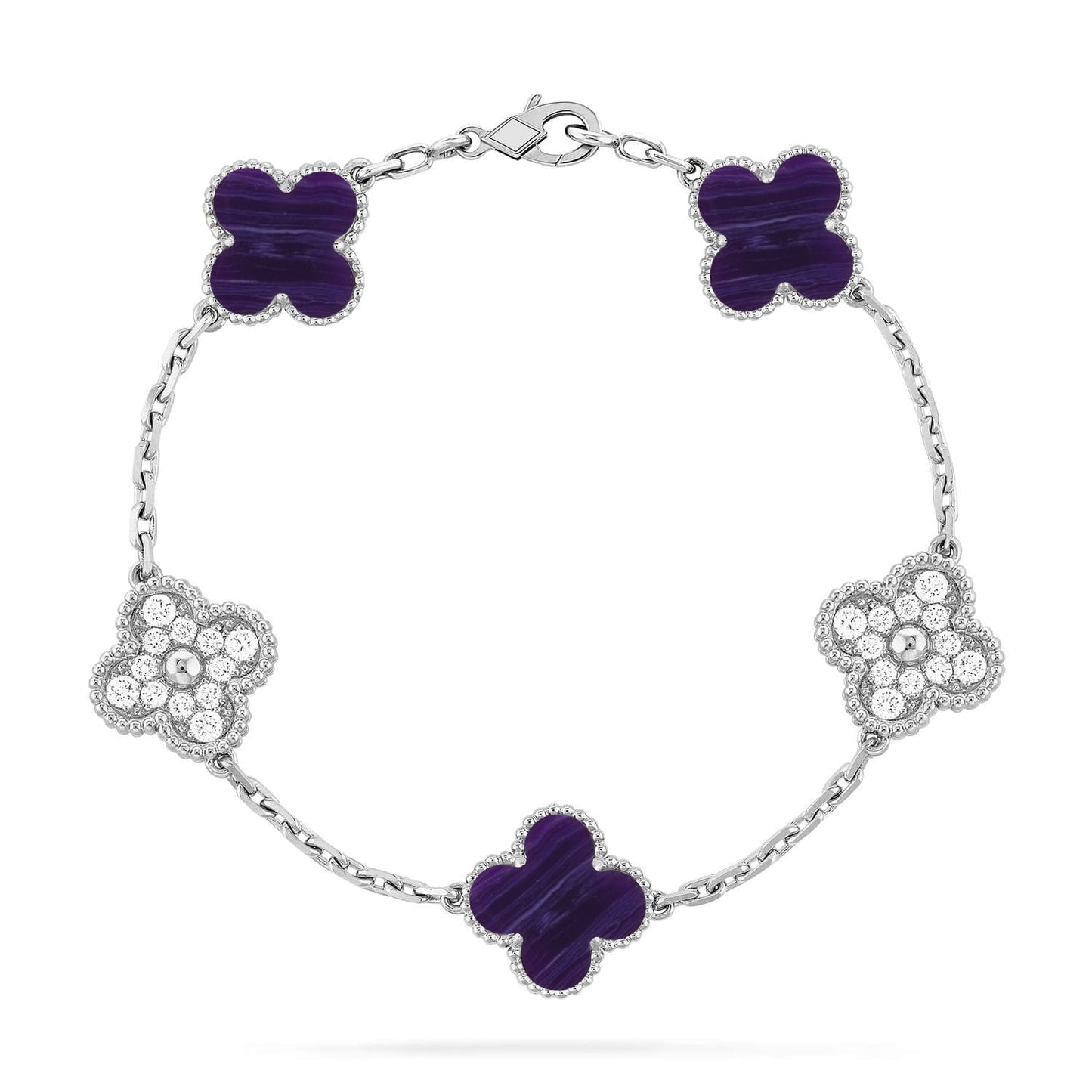 [Riva Jewelry]LUCKY CLOVER 5-MOTIF BRACELET - CHAROITE COLLECTION