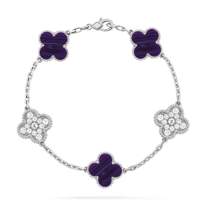 [Riva Jewelry]LUCKY CLOVER 5-MOTIF BRACELET - CHAROITE COLLECTION