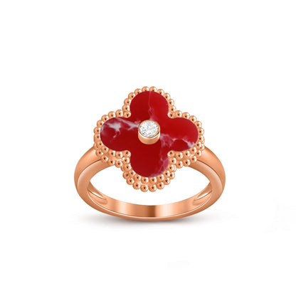 [Riva Jewelry]LUCKY CLOVER DIAMOND-ACCENT ROSE GOLD RING COLLECTION