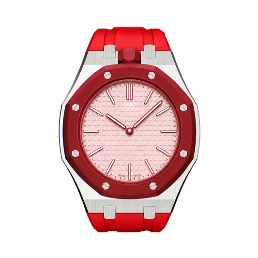 [Riva Jewelry]OAK POP ORANGE-RED STEEL SILICONE STRAP