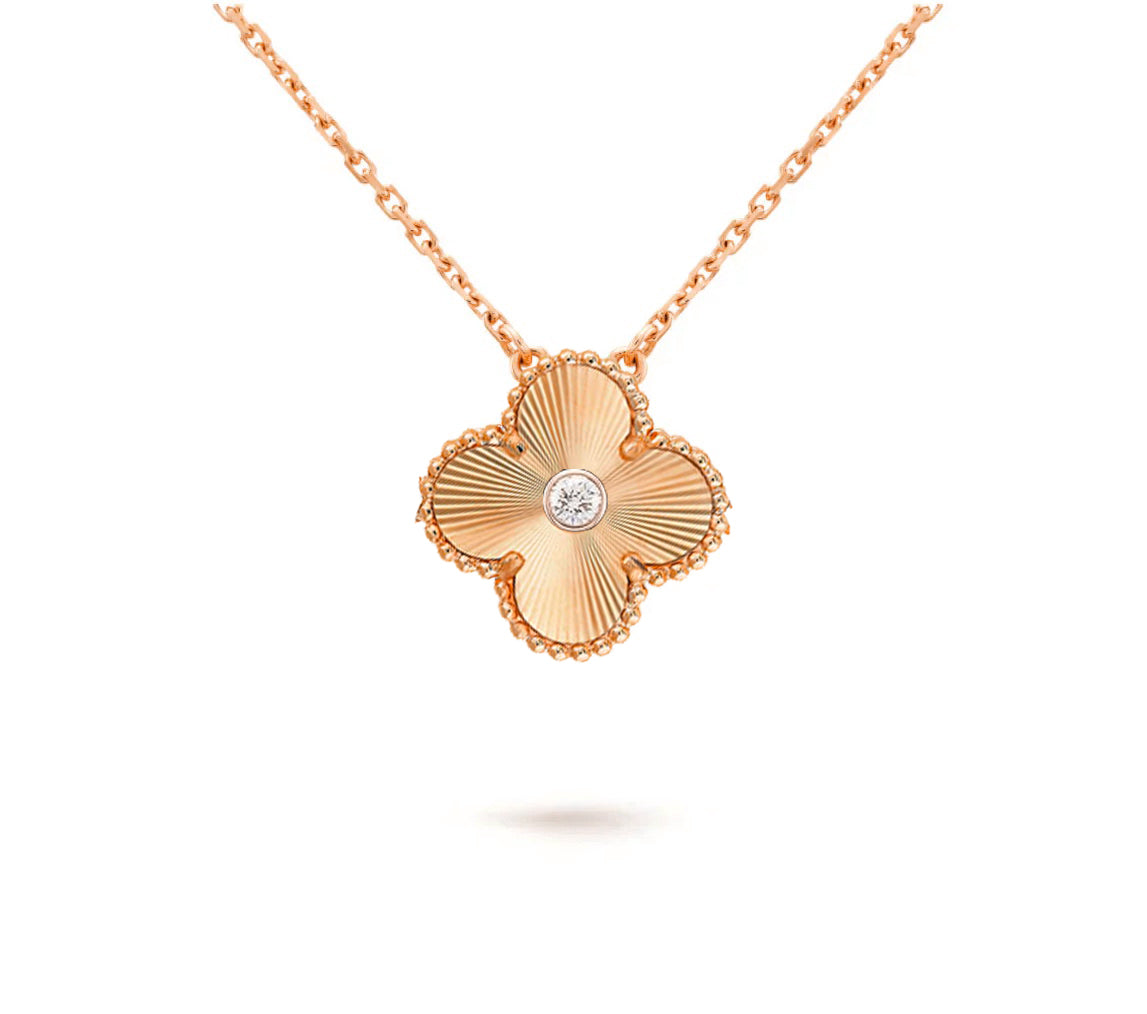 [Riva Jewelry]15MM CLOVER FLOWER DIAMOND PENDANT NECKLACE COLLECTION