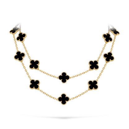 [Riva Jewelry]CLASSIC 20-MOTIF LUCKY CLOVER LONG NECKLACE GOLD COLLECTION