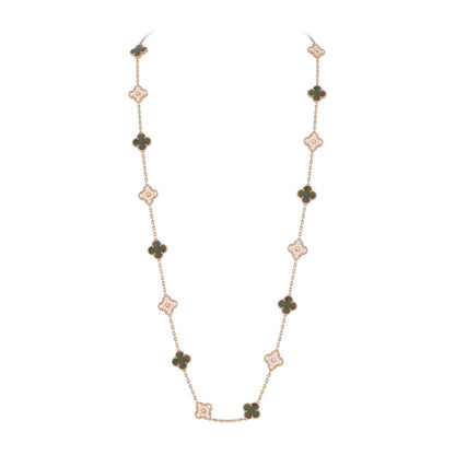[Riva Jewelry]CLASSIC 20-MOTIF LUCKY CLOVER LONG NECKLACE ROSE GOLD COLLECTION