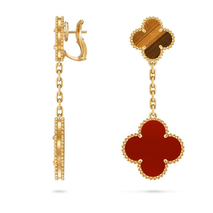 [Riva Jewelry]CLOVER DUAL-MOTIF STATEMENT STUD EARRINGS - DOUBLE-CHARM COLLECTION