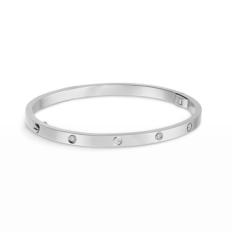 [Riva Jewelry]LOVE 3.65MM SMALL MODEL BANGLE - 6-DIAMOND