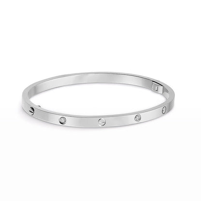 [Riva Jewelry]LOVE 3.65MM SMALL MODEL BANGLE - 6-DIAMOND