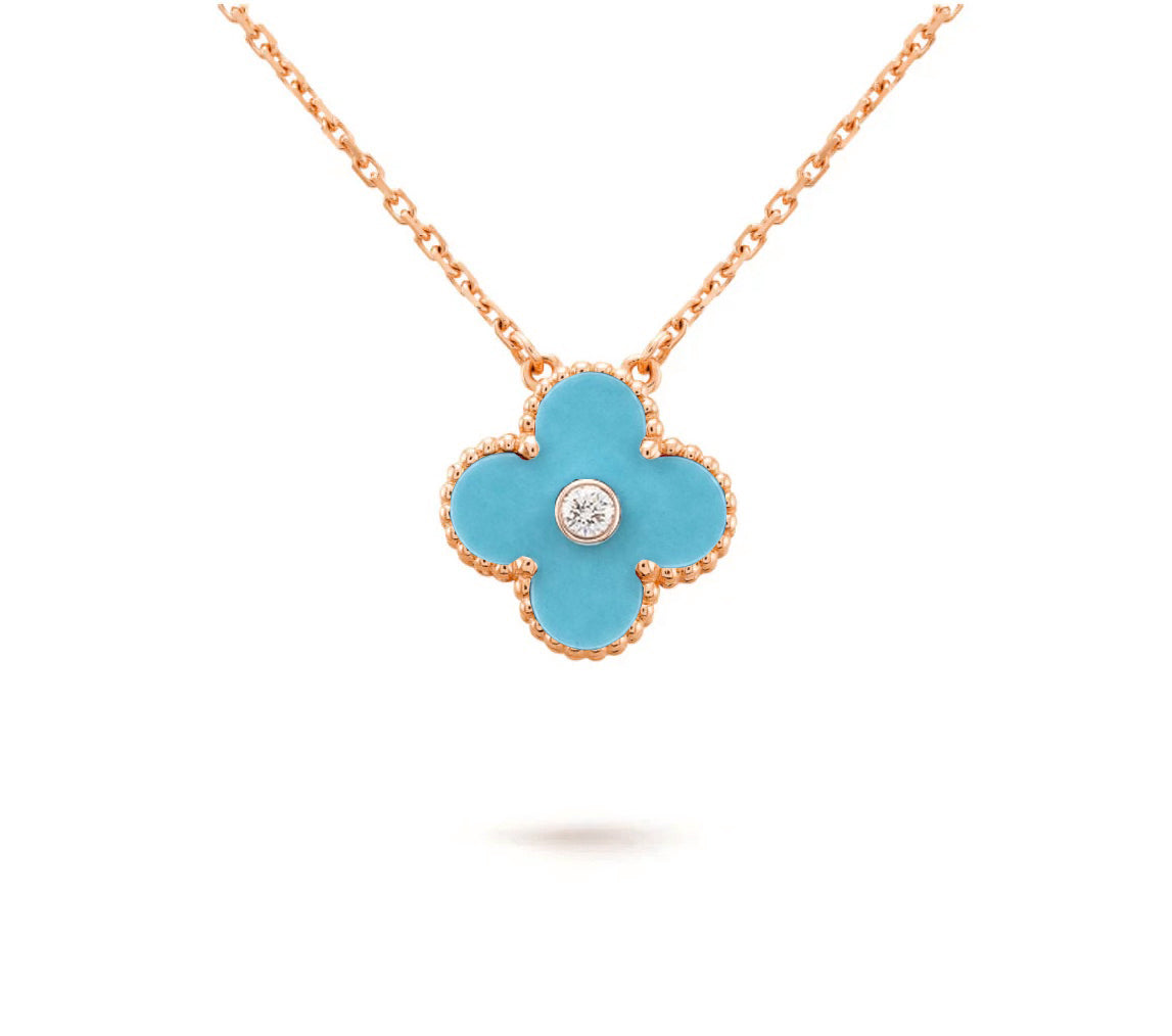 [Riva Jewelry]15MM CLOVER FLOWER DIAMOND PENDANT NECKLACE COLLECTION