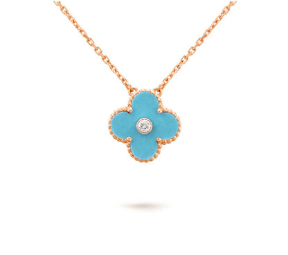 [Riva Jewelry]15MM CLOVER FLOWER DIAMOND PENDANT NECKLACE COLLECTION