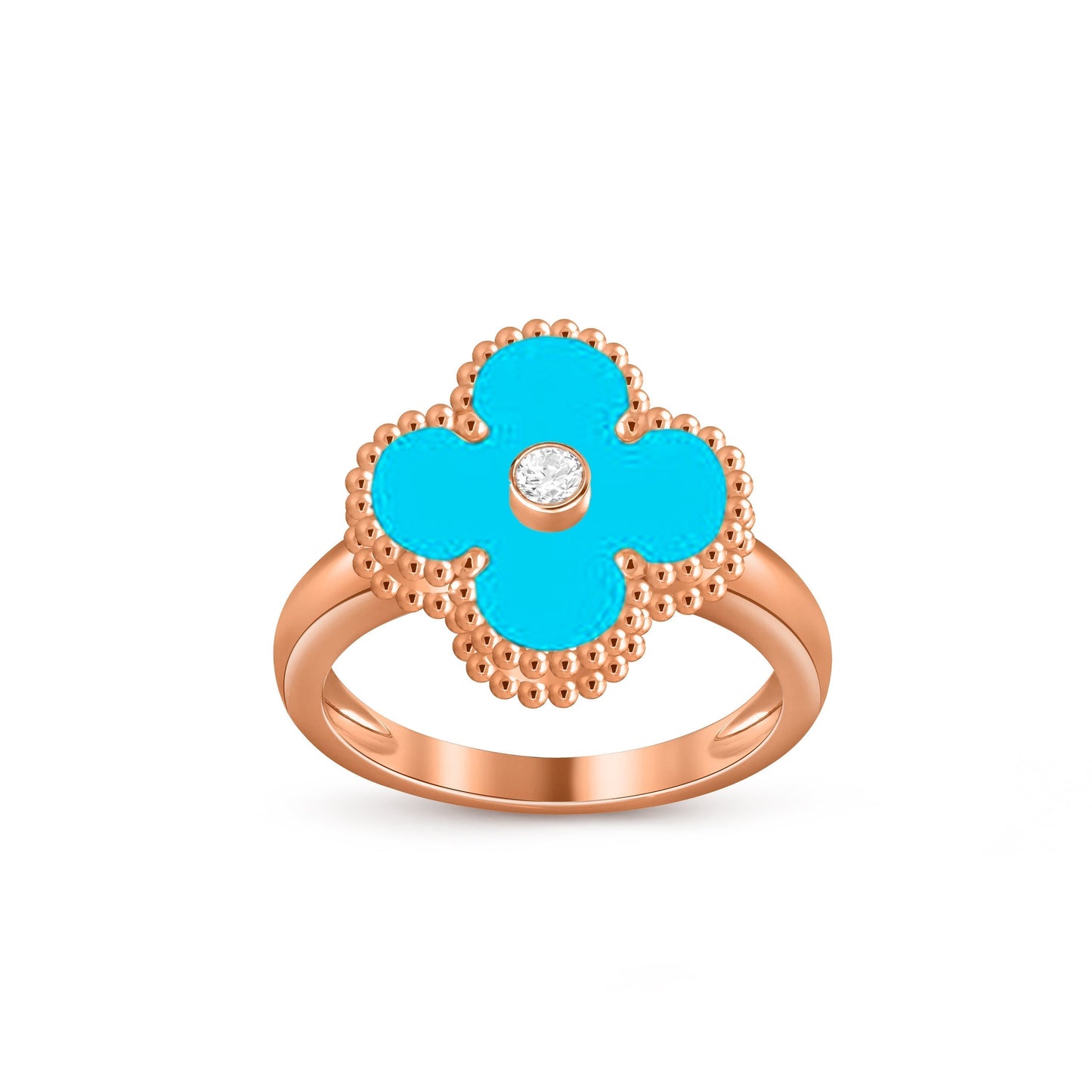 [Riva Jewelry]LUCKY CLOVER DIAMOND-ACCENT ROSE GOLD RING COLLECTION