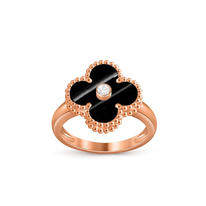 [Riva Jewelry]LUCKY CLOVER DIAMOND-ACCENT ROSE GOLD RING COLLECTION
