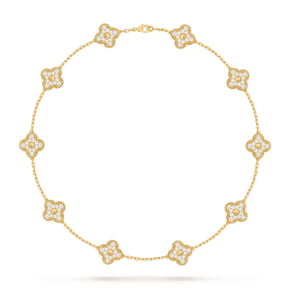 [Riva Jewelry]CLASSIC LUCKY 10-MOTIF CLOVER NECKLACE GOLD COLLECTION