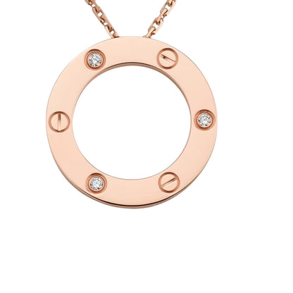[Riva Jewelry]LOVE LARGE CIRCULAR PENDANT 3-DIAMOND NECKLACE