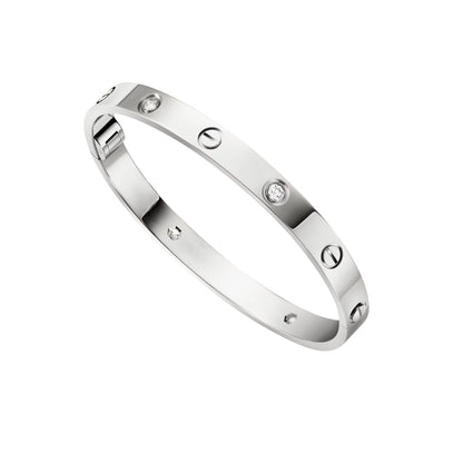 [Riva Jewelry]CLASSIC 6.1MM LOVE SINGLE-SCREW CLOSURE BANGLE - 4-DIAMOND