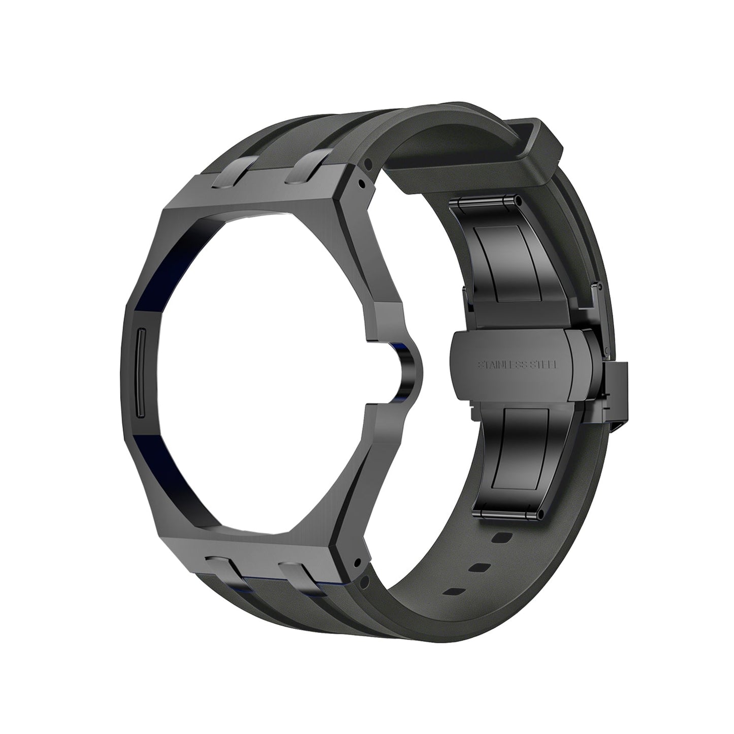 [Riva Jewelry]OAK POP BLACK STEEL CASE & SILICONE STRAP