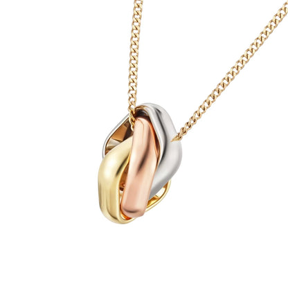 [Riva Jewelry]TRI-COLOR SQUARE RING NECKLACE