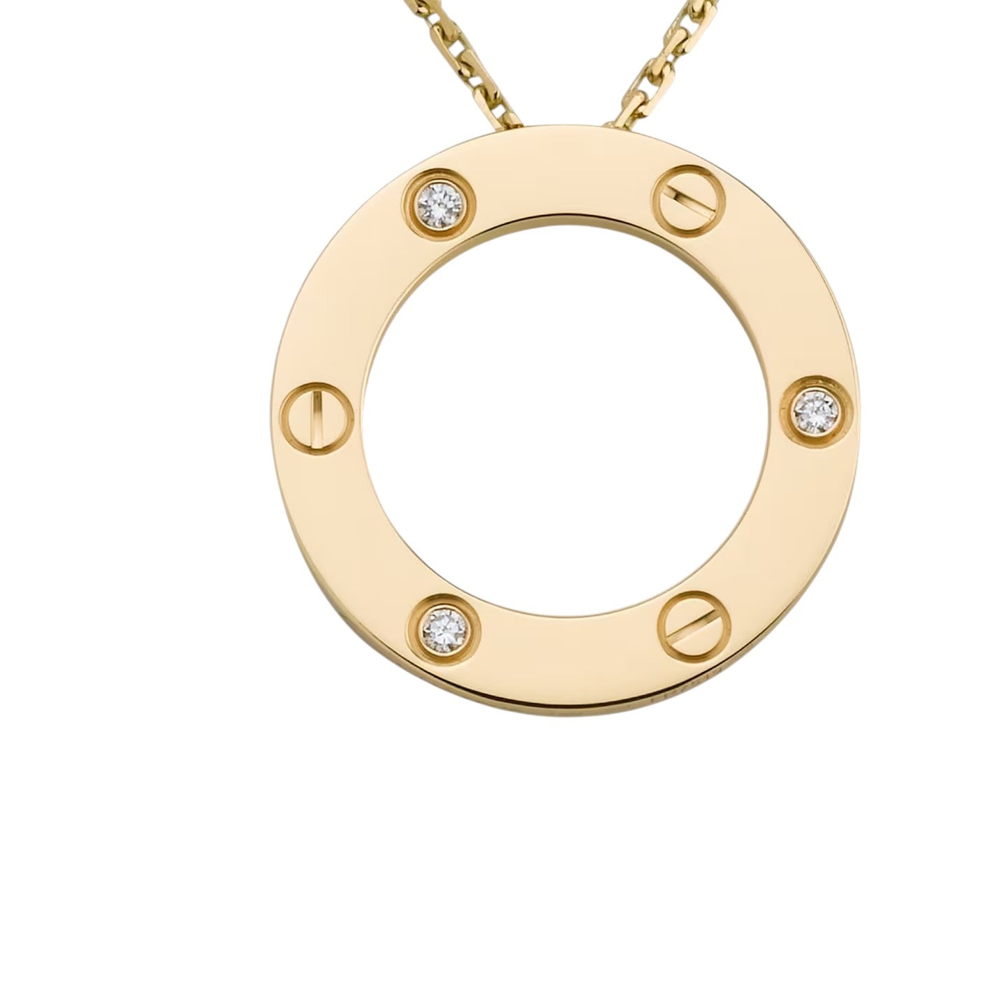 [Riva Jewelry]LOVE LARGE CIRCULAR PENDANT 3-DIAMOND NECKLACE
