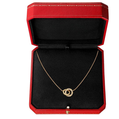 [Riva Jewelry]LOVE DOUBLE-RING PENDANT FULL-PAVÉ NECKLACE