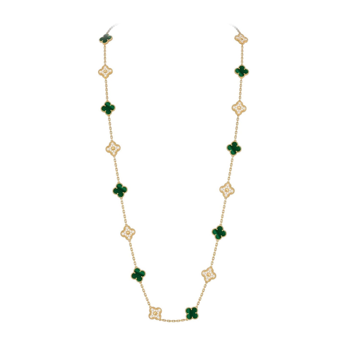 [Riva Jewelry]CLASSIC 20-MOTIF LUCKY CLOVER LONG NECKLACE GOLD COLLECTION