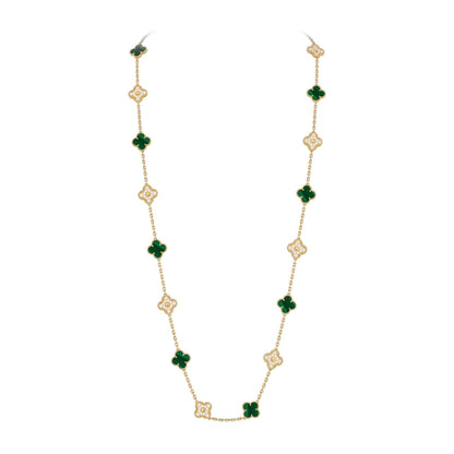 [Riva Jewelry]CLASSIC 20-MOTIF LUCKY CLOVER LONG NECKLACE GOLD COLLECTION