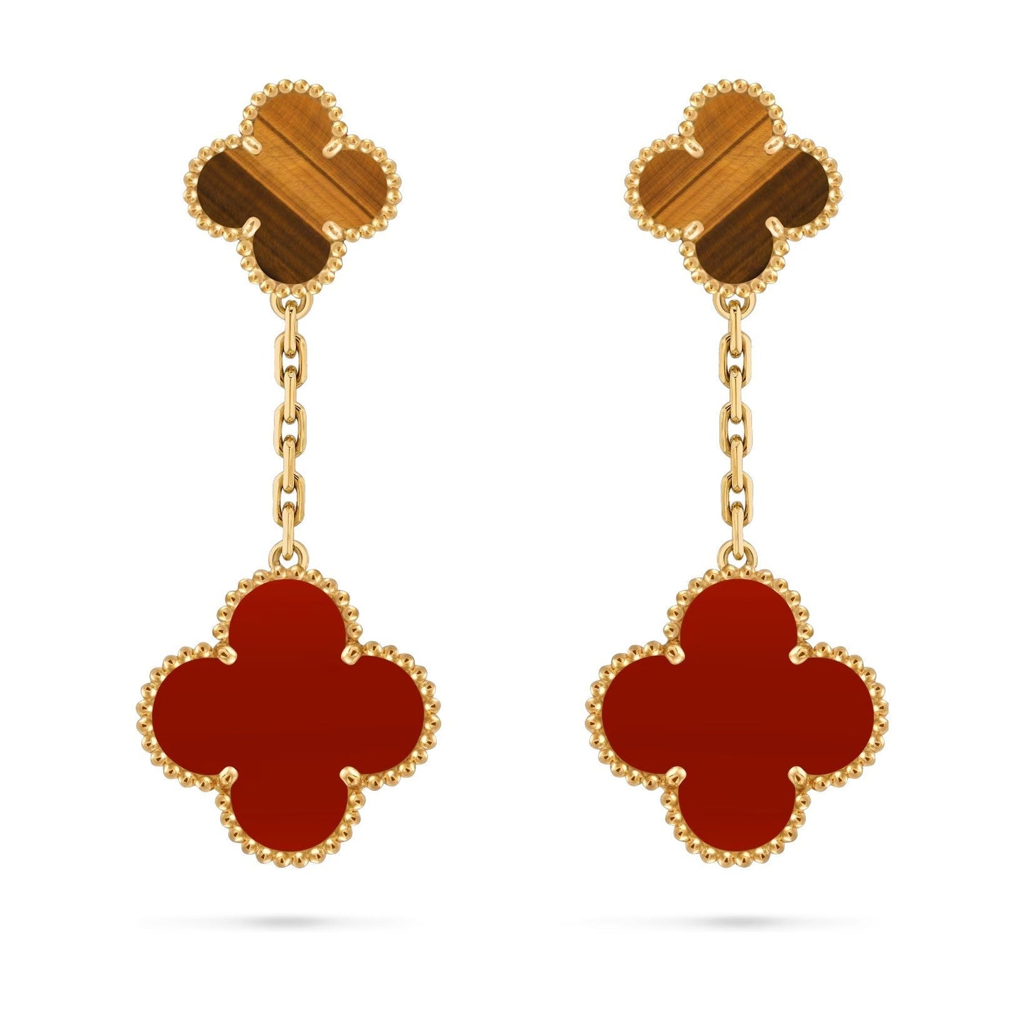[Riva Jewelry]CLOVER DUAL-MOTIF STATEMENT STUD EARRINGS - DOUBLE-CHARM COLLECTION