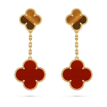 [Riva Jewelry]CLOVER DUAL-MOTIF STATEMENT STUD EARRINGS - DOUBLE-CHARM COLLECTION