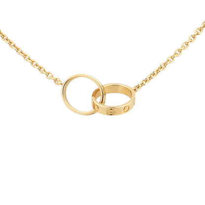 [Riva Jewelry]LOVE DOUBLE-RING INTERLOCKED NECKLACE