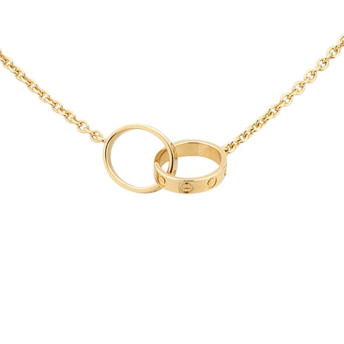 [Riva Jewelry]LOVE DOUBLE-RING INTERLOCKED NECKLACE