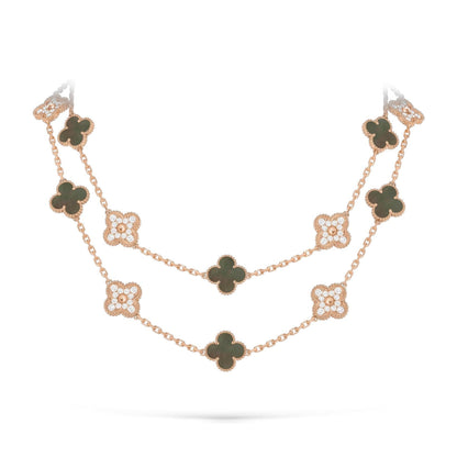[Riva Jewelry]CLASSIC 20-MOTIF LUCKY CLOVER LONG NECKLACE ROSE GOLD COLLECTION