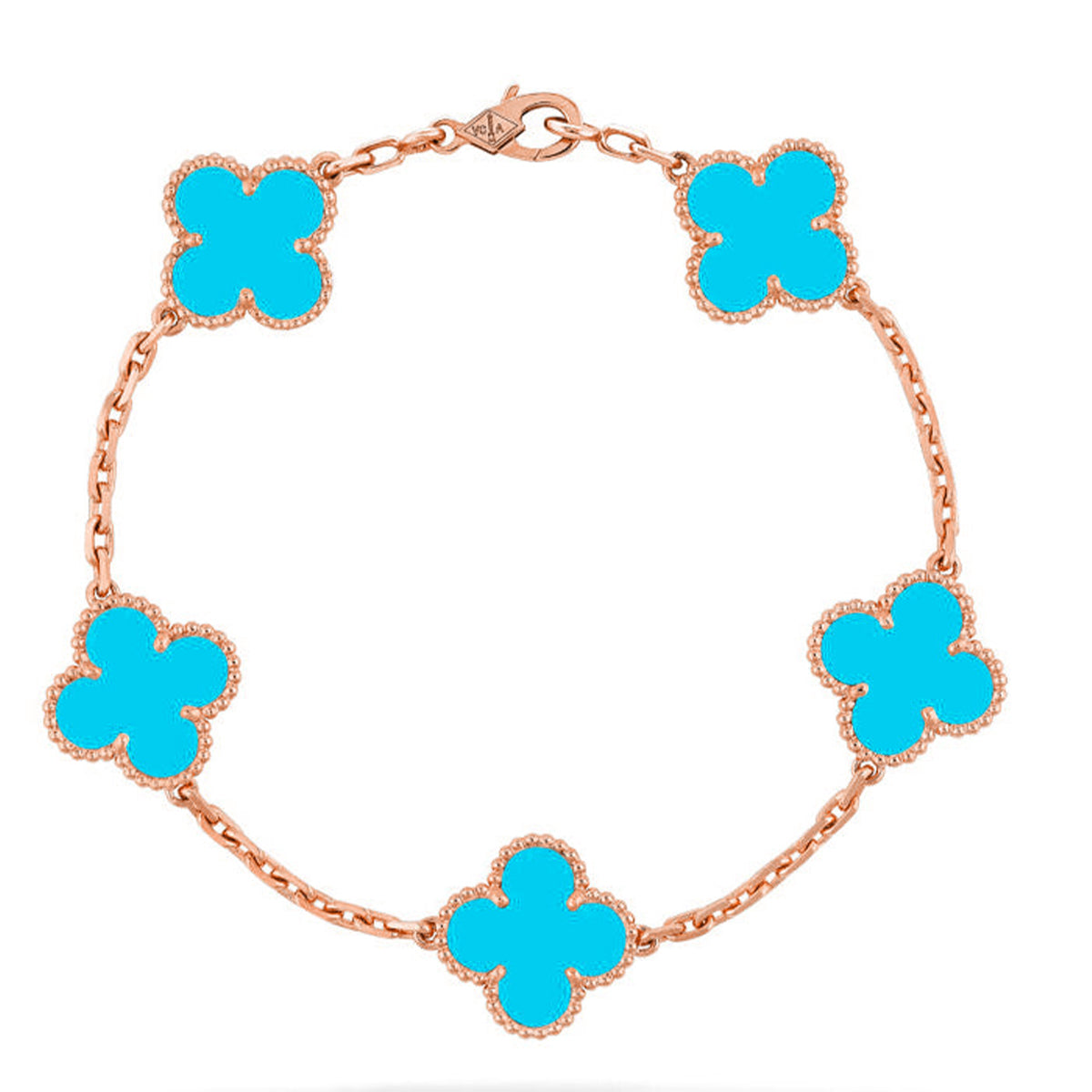 [Riva Jewelry]LUCKY CLOVER 5-MOTIF BRACELET - TURQUOISE COLLECTION