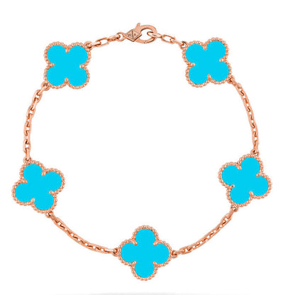 [Riva Jewelry]LUCKY CLOVER 5-MOTIF BRACELET - TURQUOISE COLLECTION