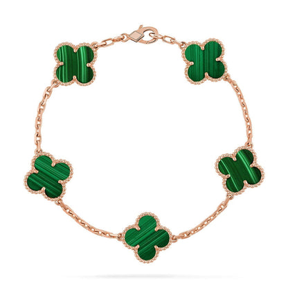 [Riva Jewelry]LUCKY CLOVER 5-MOTIF BRACELET - MALACHITE COLLECTION